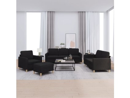 vidaXL 4dílná sedací souprava s poduškami černá textil