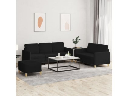 vidaXL 3dílná sedací souprava s poduškami černá textil