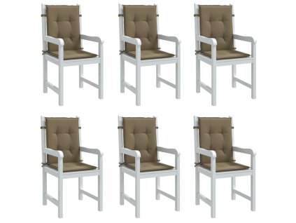 vidaXL Podušky na židli nízké opěradlo 6 ks taupe melanž 100x50x4 cm