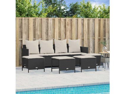 vidaXL 5dílná zahradní sedací souprava s poduškami černá polyratan