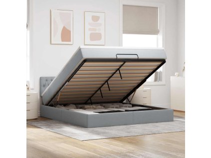 vidaXL Osmanský rám postele s matrací světle šedá 180x200cm textil