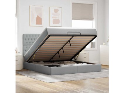 vidaXL Osmanský rám postele s matrací světle šedá 180x200cm textil