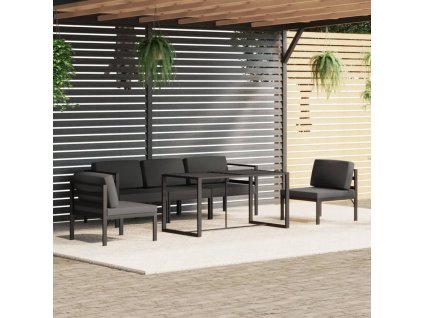 vidaXL 6dílná zahradní sedací souprava s poduškami hliník antracitová