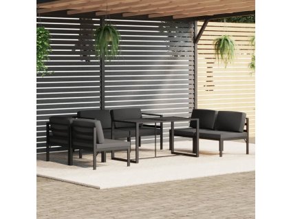 vidaXL 7dílná zahradní sedací souprava s poduškami hliník antracitová