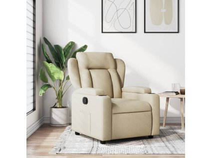 vidaXL Polohovací křeslo krémové látky