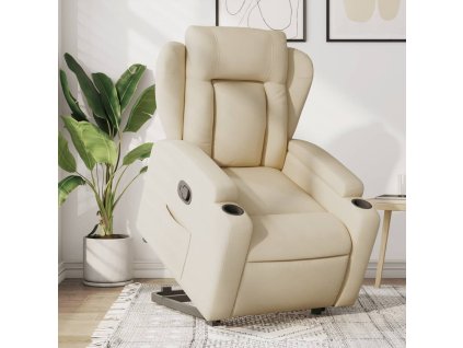 vidaXL Zvedací polohovací křeslo krémové textil