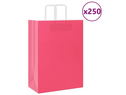 vidaXL Papírové sáčky 250 ks s uchy růžové 32x17x44 cm
