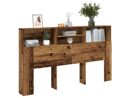 vidaXL Čelo postele s úložným prostorem old wood 180 x 19 x 103,5 cm