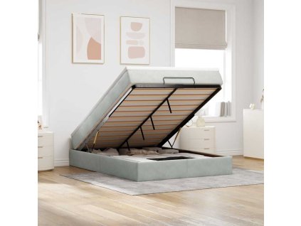 vidaXL Osmanský rám postele s matrací světle šedá 140x200cm samet