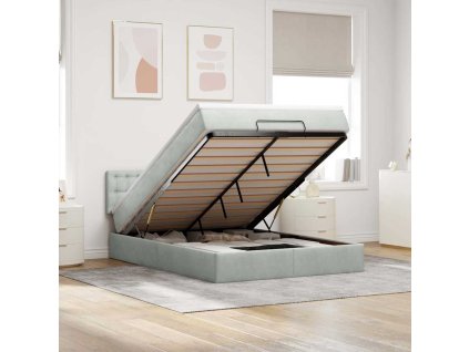 vidaXL Osmanský rám postele s matrací světle šedá 140x200cm samet