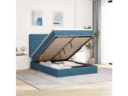 vidaXL Osmanský rám postele s matracemi tmavě modrá 140x190cm samet