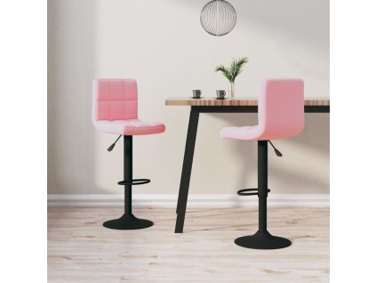 vidaXL Barové židle 2 ks růžové samet