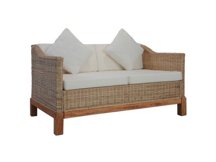 vidaXL 2místná pohovka s poduškami přírodní ratan