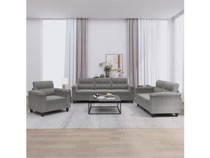 vidaXL 3dílná sedací souprava s poduškami tmavě šedá mikrovlákno