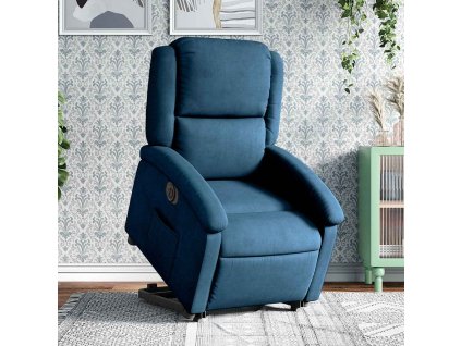 vidaXL Elektrické zvedací polohovací křeslo modré samet