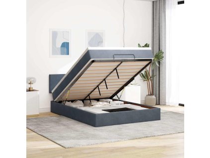 vidaXL Osmanský rám postele s matrací tmavě šedá 140x200cm samet