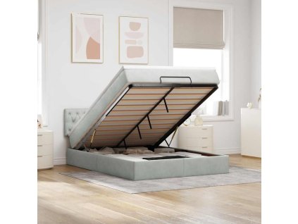 vidaXL Osmanský rám postele s matrací světle šedá 140x200cm samet