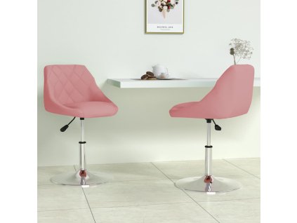 vidaXL Otočné jídelní židle 2 ks růžové samet