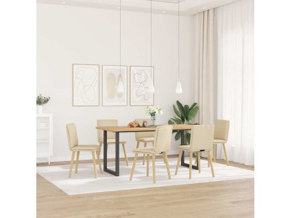 vidaXL Jídelní židle 6 ks krémové textil