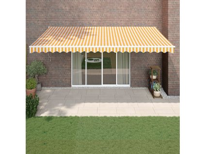 vidaXL Automatická zatahovací markýza žlutá a bílá 5 x 3 m