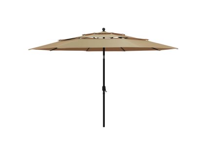 vidaXL 3stupňový zahradní slunečník s hliníkovou tyčí taupe 3,5 m