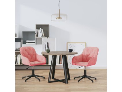 vidaXL Otočné jídelní židle 2 ks růžové samet