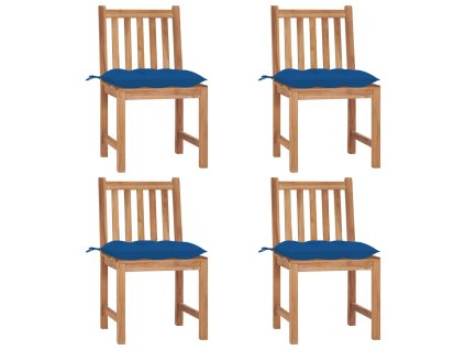 vidaXL Zahradní židle 4 ks s poduškami masivní teak