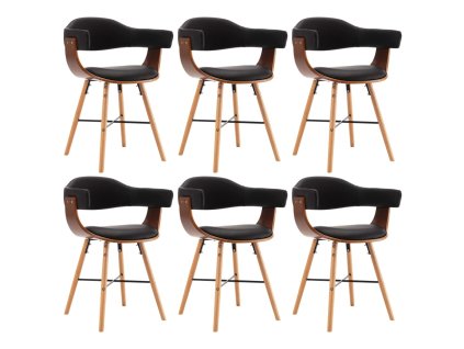 vidaXL Jídelní židle 6 ks černé umělá kůže a ohýbané dřevo