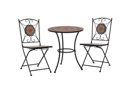 vidaXL 3dílný mozaikový bistro set keramický oranžovo-šedý