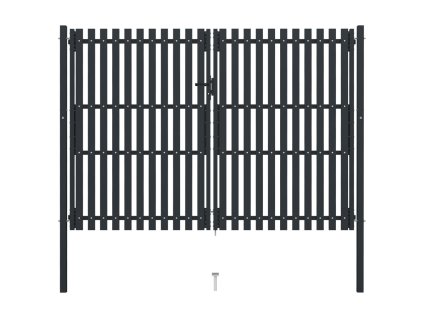 vidaXL Dvoukřídlá plotová branka ocelová 306 x 200 cm antracitová