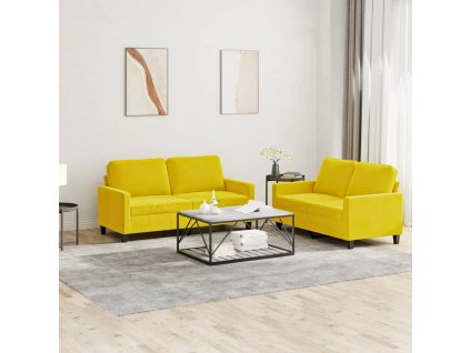vidaXL 2dílná sedací souprava s poduškami žlutá samet