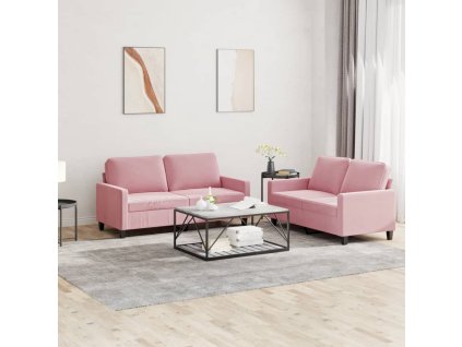 vidaXL 2dílná sedací souprava s poduškami růžová samet