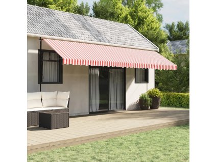 vidaXL Náhradní plachta na markýzu červené a bílé pruhy 6 x 3,5 m