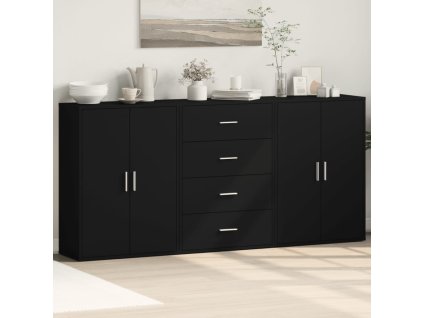 vidaXL Příborníky 3 ks černé 60 x 31 x 84 cm kompozitní dřevo