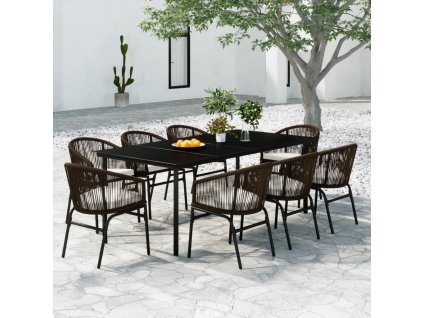 vidaXL 9dílný zahradní jídelní set hnědý