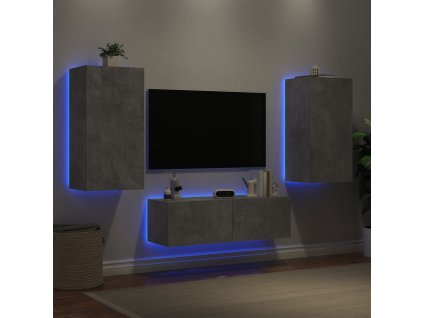 vidaXL 3dílná obývací stěna s LED osvětlením betonově šedá