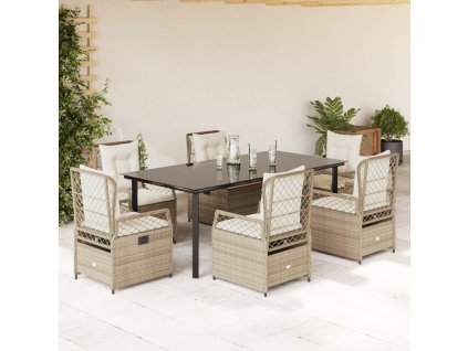 vidaXL 9dílný zahradní jídelní set s poduškami béžový polyratan