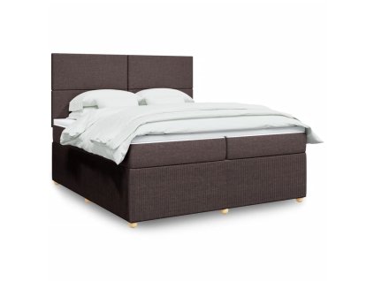 vidaXL Box spring postel s matrací tmavě hnědá 200x200 cm textil