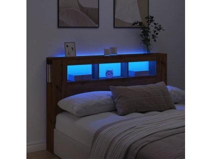 vidaXL Čelo postele LED dub artisan 160x18,5x103,5 cm kompozitní dřevo