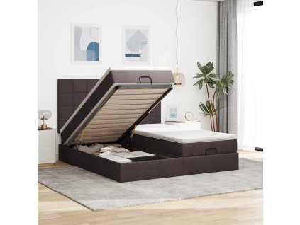 vidaXL Osmanský rám postele s matrací tmavě hnědá 200x200cm textil