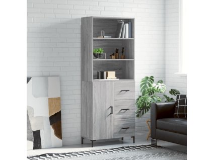 vidaXL Skříň highboard šedá sonoma 69,5 x 34 x 180 cm kompozitní dřevo