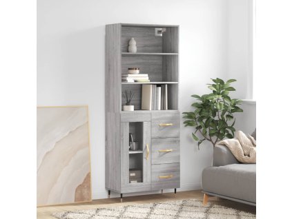 vidaXL Skříň highboard šedá sonoma 69,5 x 34 x 180 cm kompozitní dřevo