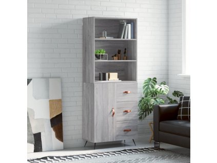 vidaXL Skříň highboard šedá sonoma 69,5 x 34 x 180 cm kompozitní dřevo
