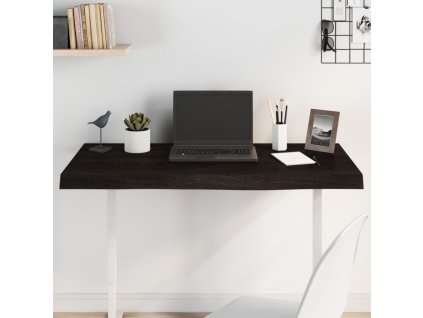 vidaXL Stolní deska tmavě hnědá 100x40x(2-6)cm ošetřený masivní dub
