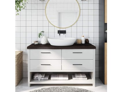 vidaXL Koupelnová deska tmavě hnědá 100x40x(2-6) cm ošetřený masiv