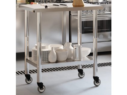 vidaXL Kuchyňský pracovní stůl s kolečky 82,5x55x85 cm nerezová ocel