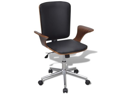 vidaXL Otočná kancelářská židle ohýbané dřevo a umělá kůže