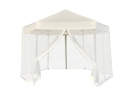 vidaXL Šestiúhelníkový party stan s 6 stěnami krémově bílý 3,6 x 3,1 m