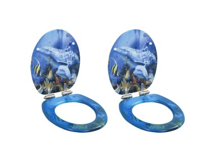 vidaXL WC sedátko s funkcí pomalého sklápění 2 ks MDF motiv delfínů