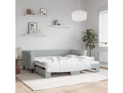 vidaXL Válenda s přistýlkou světle šedá 90 x 190 cm samet